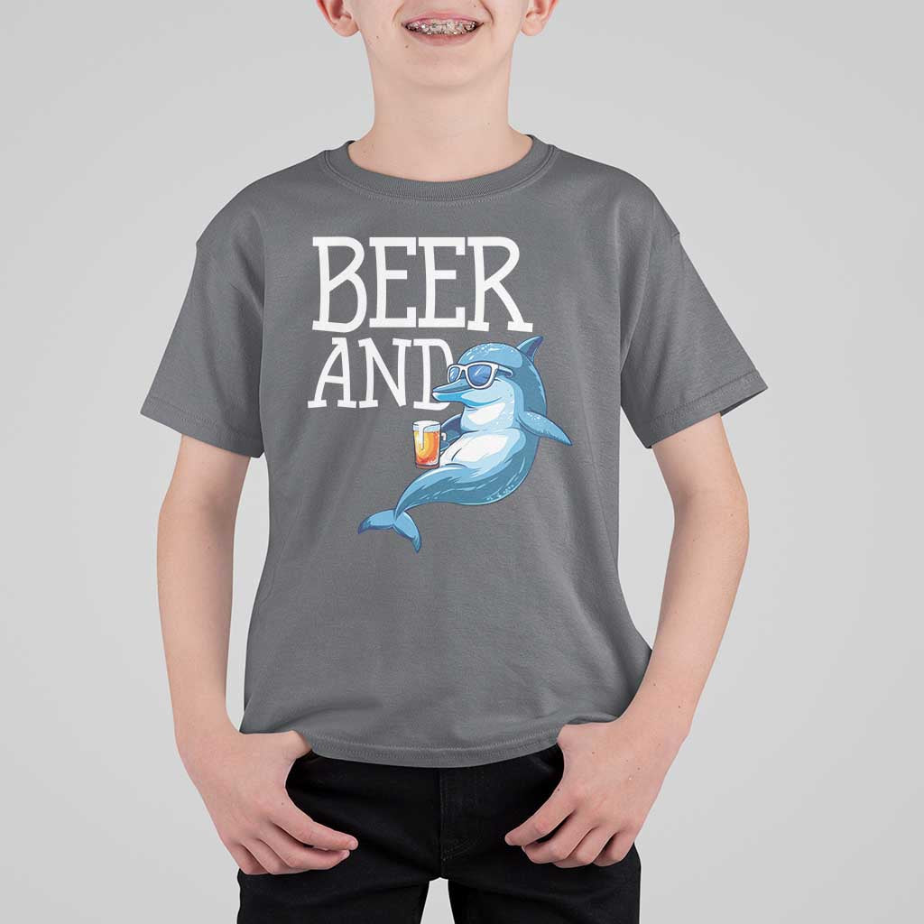 Dolphin And Beer Lover Funny Beach Life Gift T Shirt For Kid - Wonder Print Shop