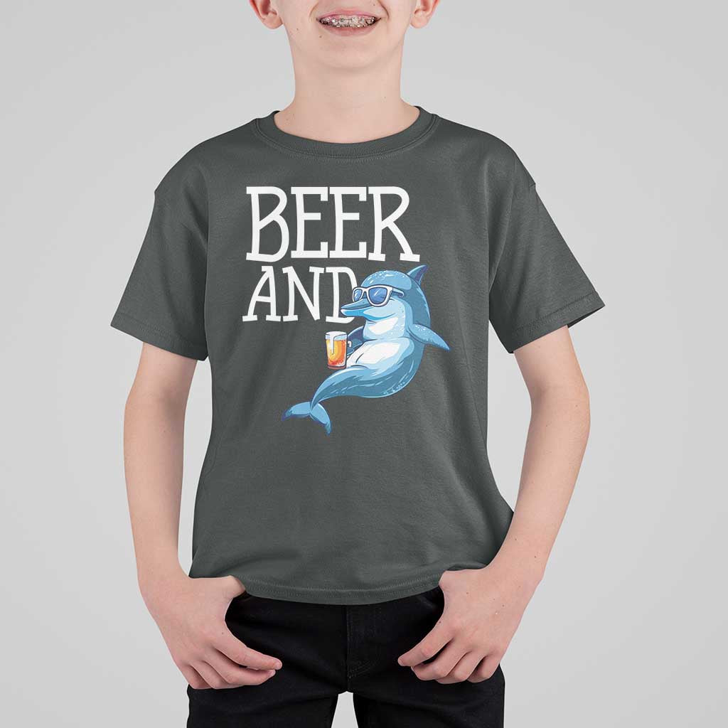 Dolphin And Beer Lover Funny Beach Life Gift T Shirt For Kid - Wonder Print Shop