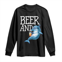 Dolphin And Beer Lover Funny Beach Life Gift Long Sleeve Shirt - Wonder Print Shop