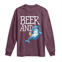 Dolphin And Beer Lover Funny Beach Life Gift Long Sleeve Shirt - Wonder Print Shop