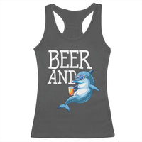 Dolphin And Beer Lover Funny Beach Life Gift Racerback Tank Top - Wonder Print Shop