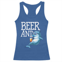 Dolphin And Beer Lover Funny Beach Life Gift Racerback Tank Top - Wonder Print Shop