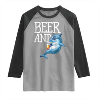 Dolphin And Beer Lover Funny Beach Life Gift Raglan Shirt - Wonder Print Shop