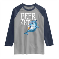 Dolphin And Beer Lover Funny Beach Life Gift Raglan Shirt - Wonder Print Shop