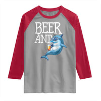 Dolphin And Beer Lover Funny Beach Life Gift Raglan Shirt - Wonder Print Shop