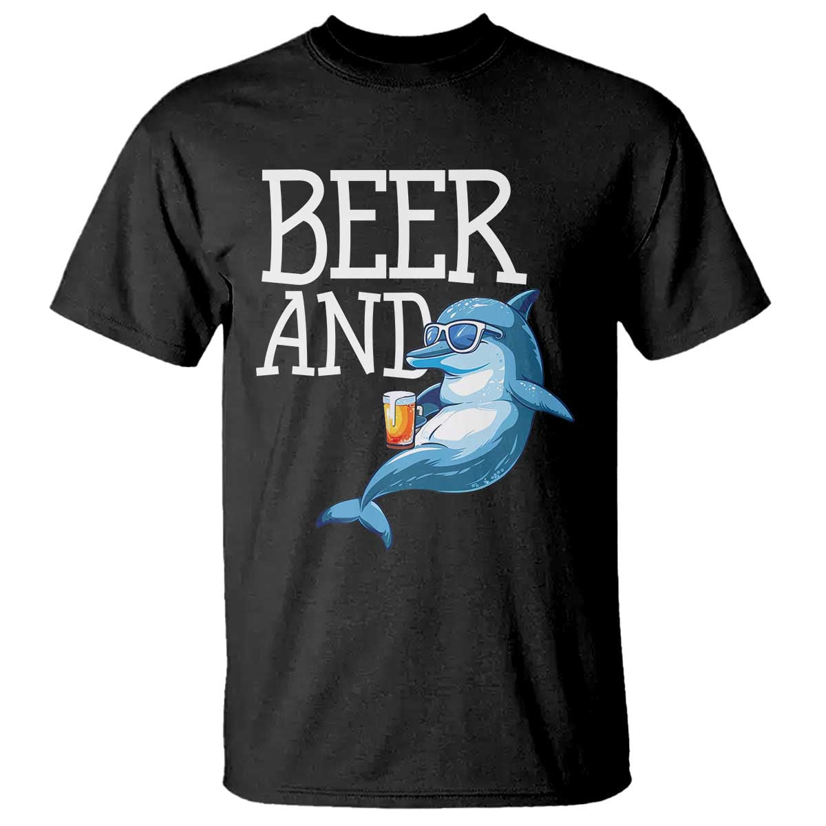 Dolphin And Beer Lover Funny Beach Life Gift T Shirt - Wonder Print Shop