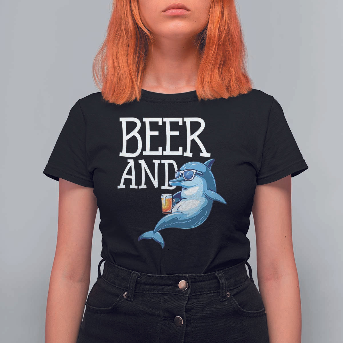 Dolphin And Beer Lover Funny Beach Life Gift T Shirt For Women - Wonder Print Shop