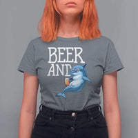 Dolphin And Beer Lover Funny Beach Life Gift T Shirt For Women - Wonder Print Shop
