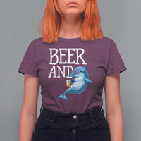 Dolphin And Beer Lover Funny Beach Life Gift T Shirt For Women - Wonder Print Shop