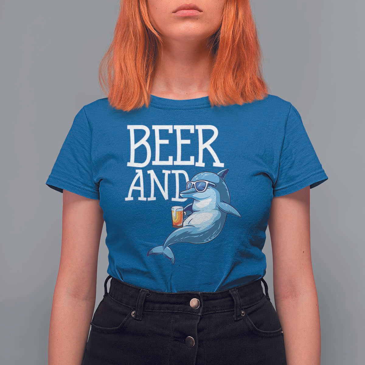 Dolphin And Beer Lover Funny Beach Life Gift T Shirt For Women - Wonder Print Shop
