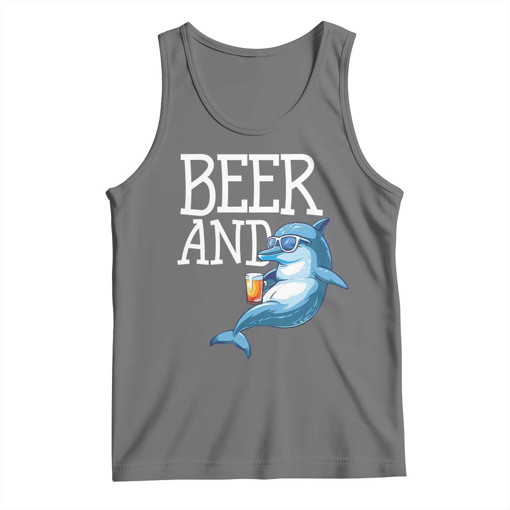 Dolphin And Beer Lover Funny Beach Life Gift Tank Top - Wonder Print Shop