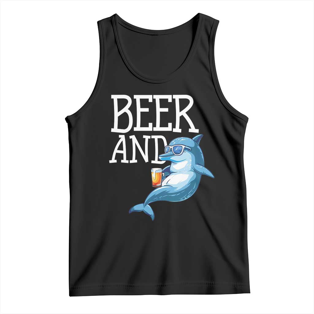 Dolphin And Beer Lover Funny Beach Life Gift Tank Top - Wonder Print Shop