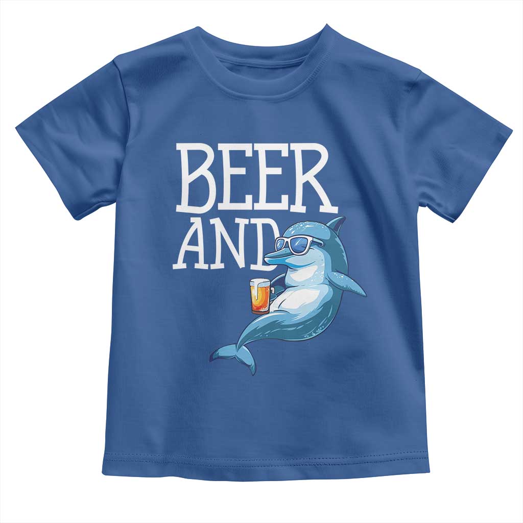 Dolphin And Beer Lover Funny Beach Life Gift Toddler T Shirt - Wonder Print Shop