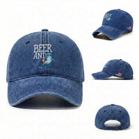 Dolphin And Beer Lover Funny Beach Life Gift Washed Cotton Baseball Cap