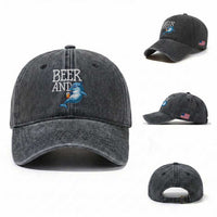Dolphin And Beer Lover Funny Beach Life Gift Washed Cotton Baseball Cap