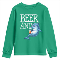 Dolphin And Beer Lover Funny Beach Life Gift Youth Sweatshirt - Wonder Print Shop