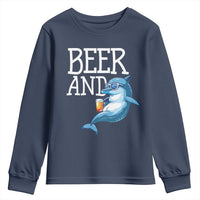 Dolphin And Beer Lover Funny Beach Life Gift Youth Sweatshirt - Wonder Print Shop