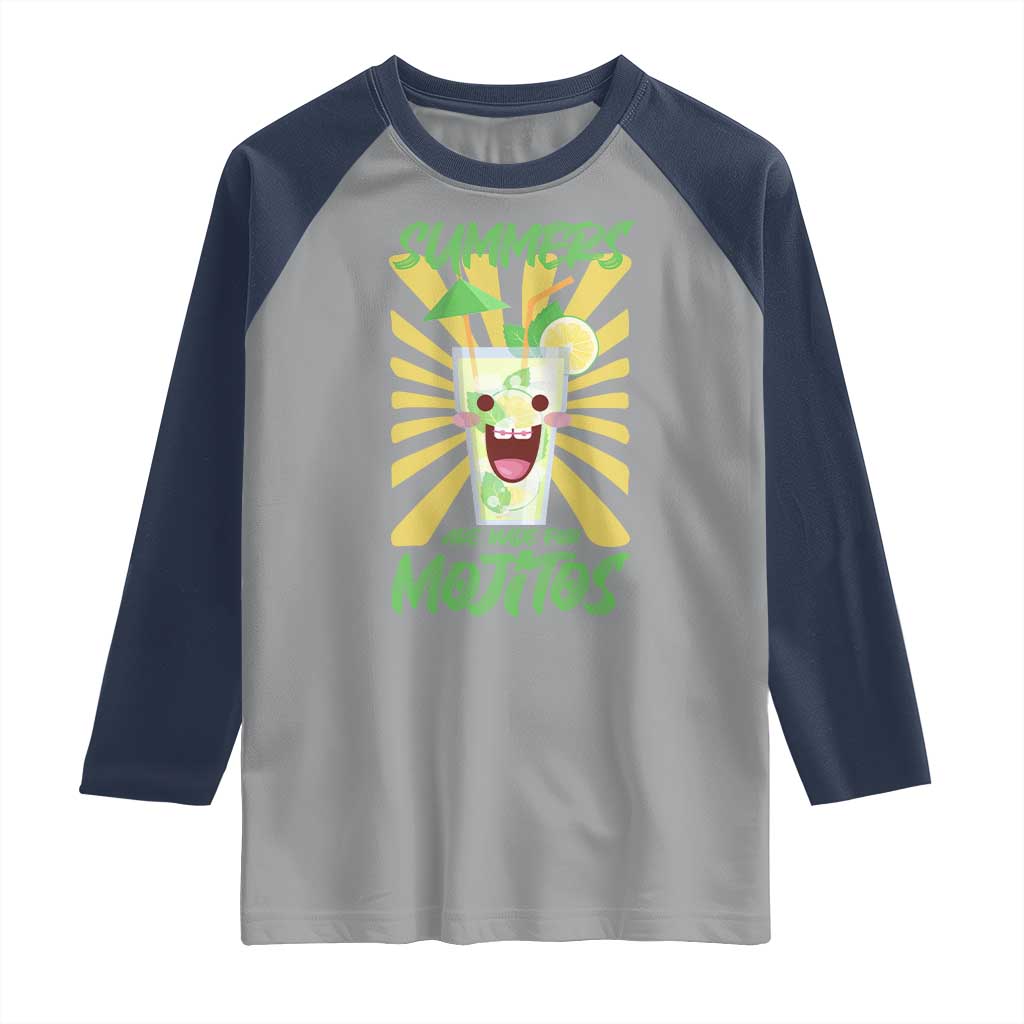 Summers Are Made For Mojitos Raglan Shirt Funny Vacation Cocktail - Wonder Print Shop