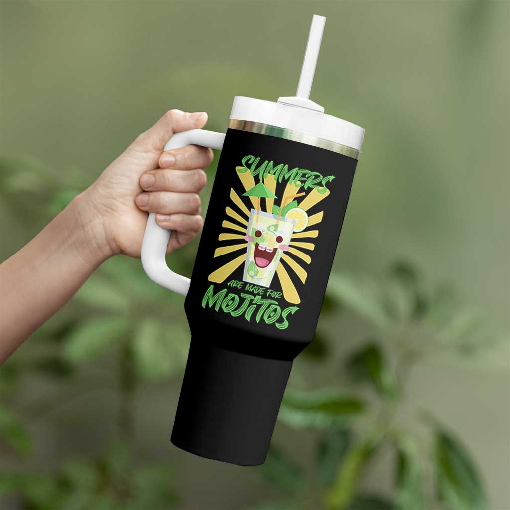 Summers Are Made For Mojitos Tumbler With Handle Funny Vacation Cocktail