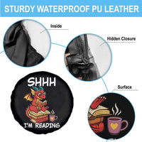 Shhh I Am Reading Spare Tire Cover Funny Dragon Reading Book - Wonder Print Shop