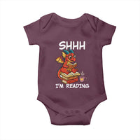 Shhh I Am Reading Baby Onesie Funny Dragon Reading Book - Wonder Print Shop