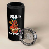 Shhh I Am Reading 4 in 1 Can Cooler Tumbler Funny Dragon Reading Book
