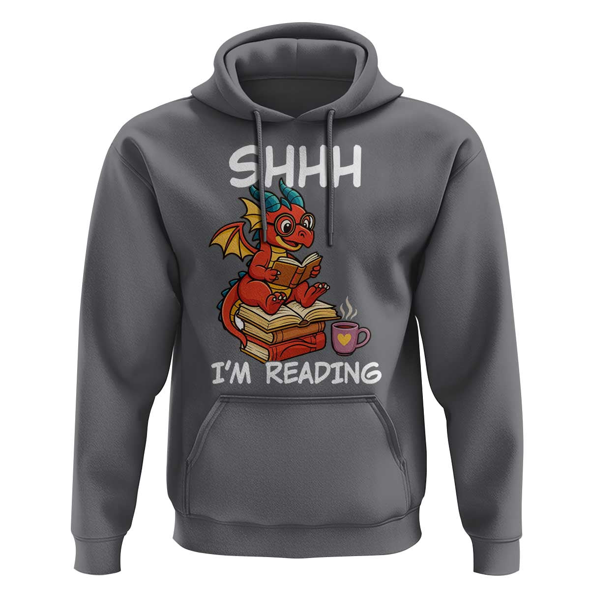 Shhh I Am Reading Hoodie Funny Dragon Reading Book - Wonder Print Shop