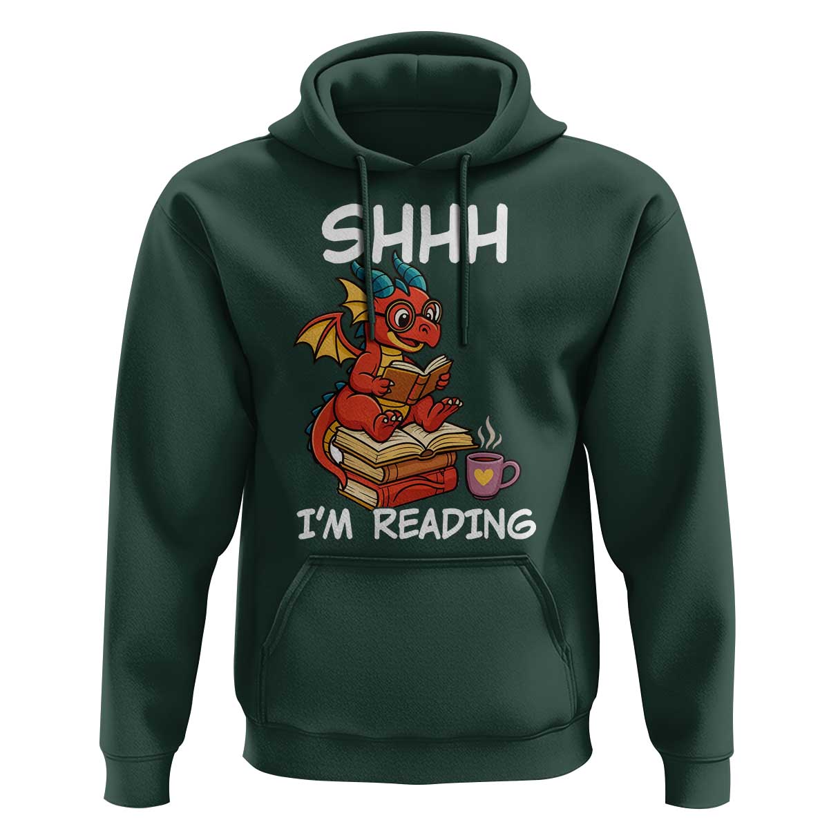 Shhh I Am Reading Hoodie Funny Dragon Reading Book - Wonder Print Shop
