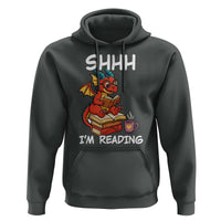 Shhh I Am Reading Hoodie Funny Dragon Reading Book - Wonder Print Shop