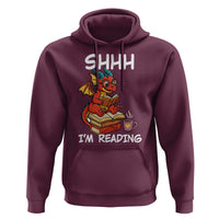 Shhh I Am Reading Hoodie Funny Dragon Reading Book - Wonder Print Shop