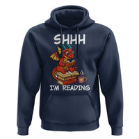 Shhh I Am Reading Hoodie Funny Dragon Reading Book - Wonder Print Shop