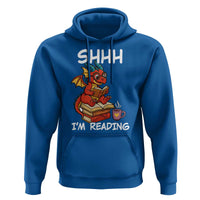 Shhh I Am Reading Hoodie Funny Dragon Reading Book - Wonder Print Shop
