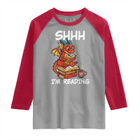 Shhh I Am Reading Raglan Shirt Funny Dragon Reading Book - Wonder Print Shop