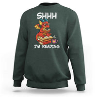 Shhh I Am Reading Sweatshirt Funny Dragon Reading Book - Wonder Print Shop
