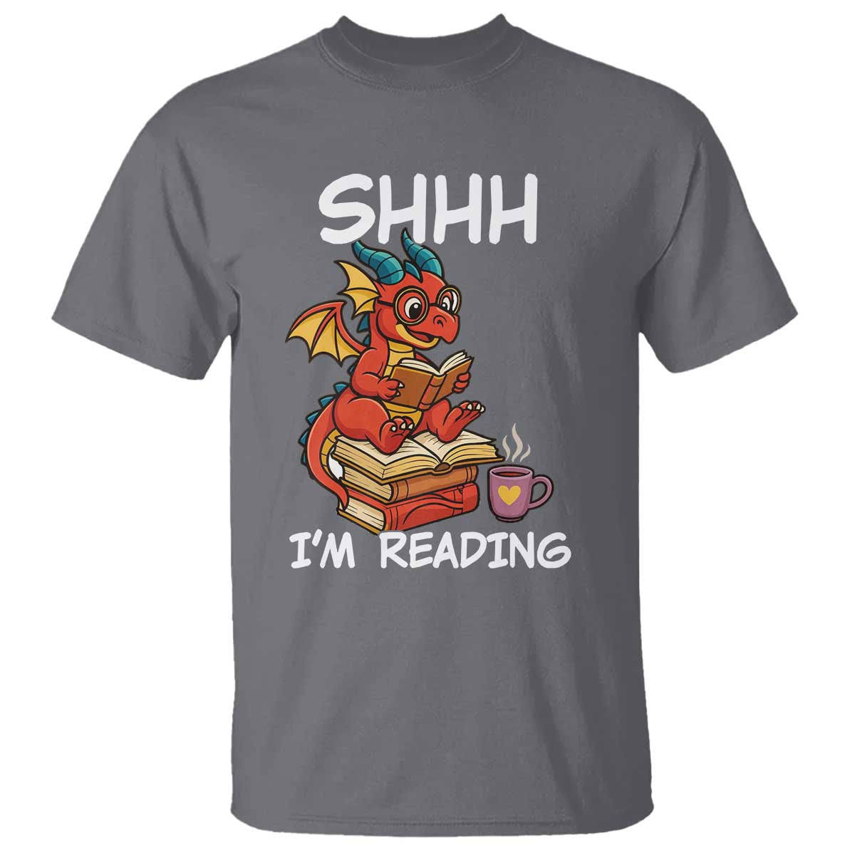 Shhh I Am Reading T Shirt Funny Dragon Reading Book - Wonder Print Shop