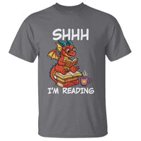 Shhh I Am Reading T Shirt Funny Dragon Reading Book - Wonder Print Shop