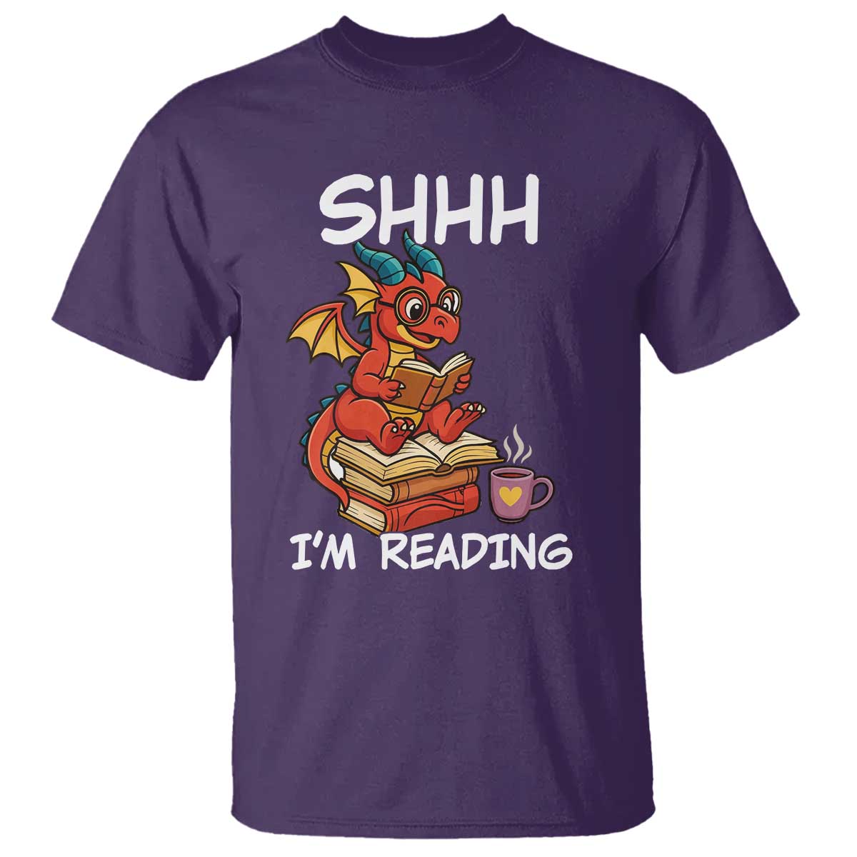 Shhh I Am Reading T Shirt Funny Dragon Reading Book - Wonder Print Shop