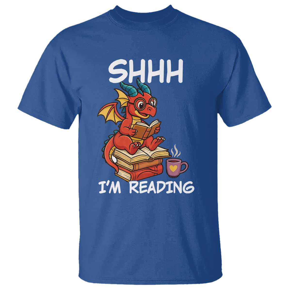 Shhh I Am Reading T Shirt Funny Dragon Reading Book - Wonder Print Shop