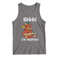 Shhh I Am Reading Tank Top Funny Dragon Reading Book - Wonder Print Shop