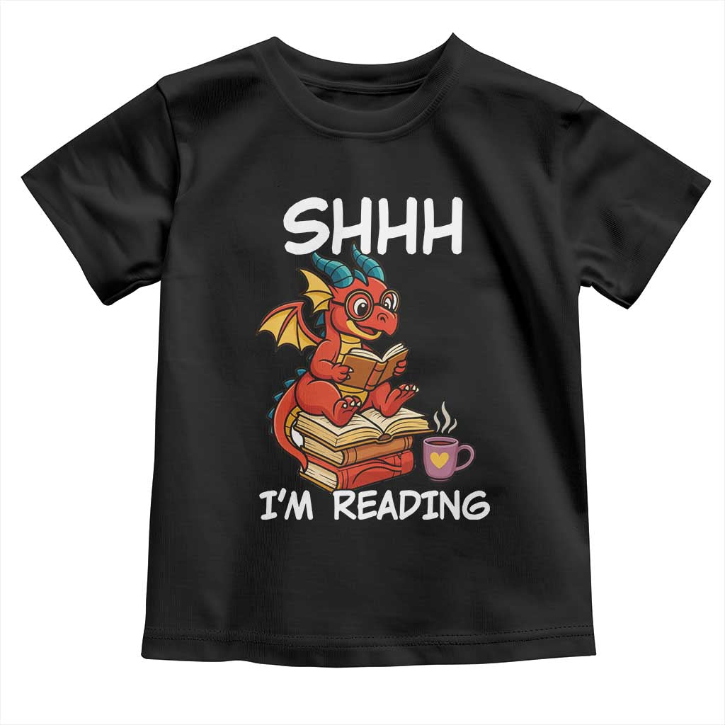 Shhh I Am Reading Toddler T Shirt Funny Dragon Reading Book - Wonder Print Shop