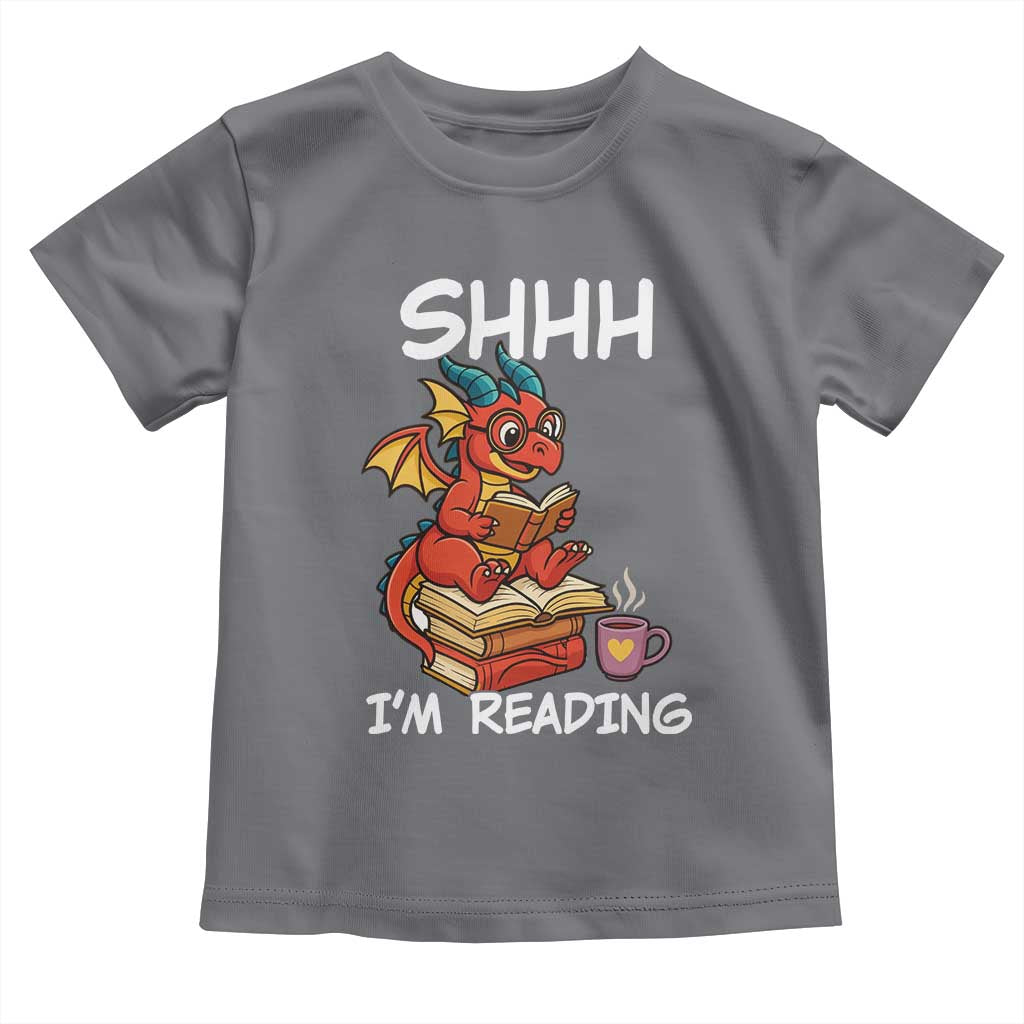 Shhh I Am Reading Toddler T Shirt Funny Dragon Reading Book - Wonder Print Shop