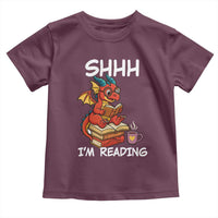Shhh I Am Reading Toddler T Shirt Funny Dragon Reading Book - Wonder Print Shop