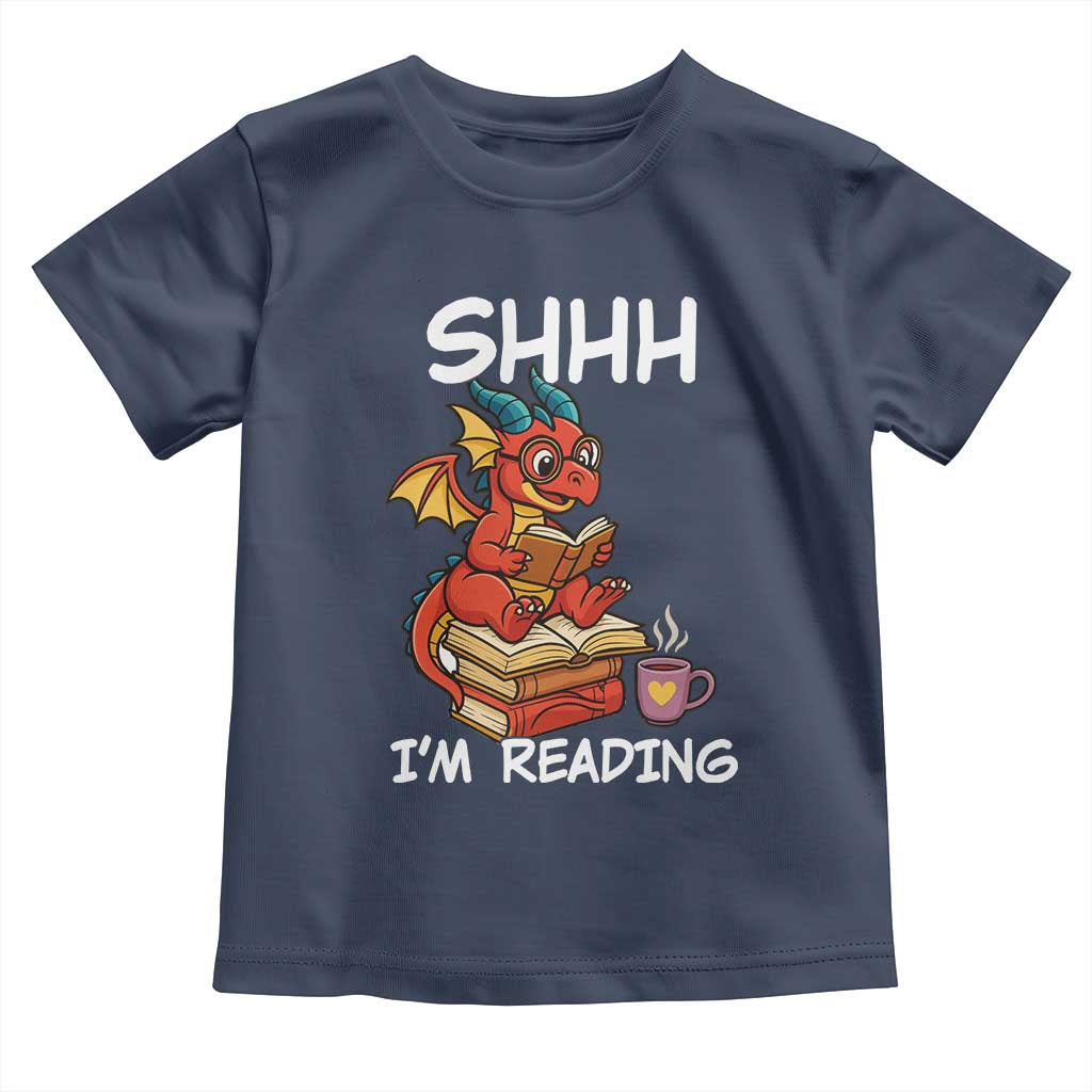 Shhh I Am Reading Toddler T Shirt Funny Dragon Reading Book - Wonder Print Shop