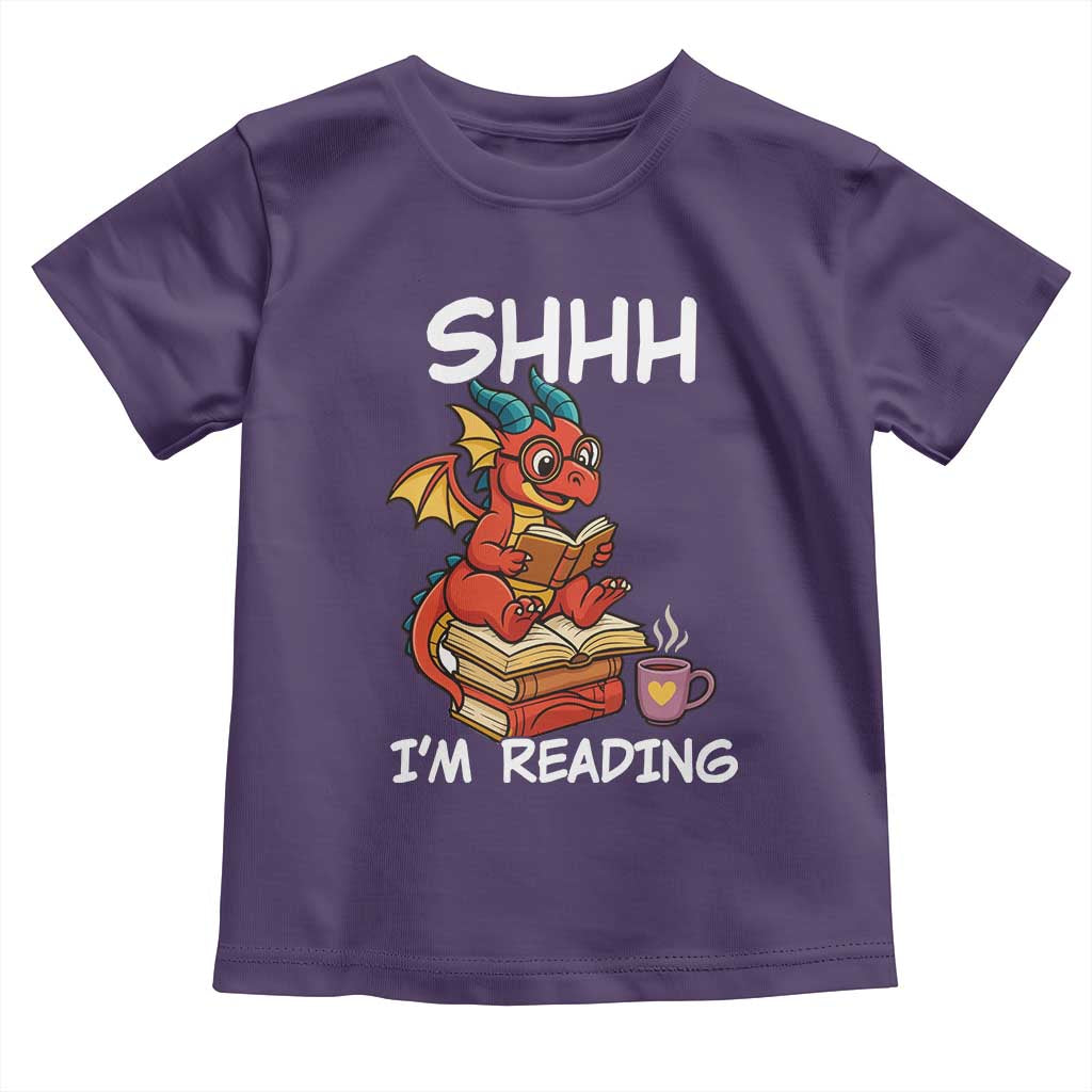 Shhh I Am Reading Toddler T Shirt Funny Dragon Reading Book - Wonder Print Shop