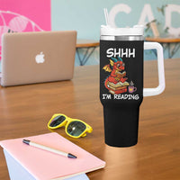 Shhh I Am Reading Tumbler With Handle Funny Dragon Reading Book