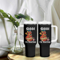 Shhh I Am Reading Tumbler With Handle Funny Dragon Reading Book