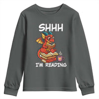Shhh I Am Reading Youth Sweatshirt Funny Dragon Reading Book - Wonder Print Shop