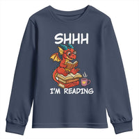 Shhh I Am Reading Youth Sweatshirt Funny Dragon Reading Book - Wonder Print Shop