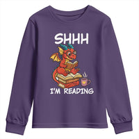 Shhh I Am Reading Youth Sweatshirt Funny Dragon Reading Book - Wonder Print Shop