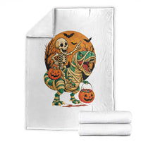 Funny Skeleton Riding Mummy Dinosaur Halloween Throw Blanket - Wonder Print Shop